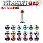 hb467ks g23 titanium labret stud 1 2mm 2 5mm multi jewel ball lower lip piercing