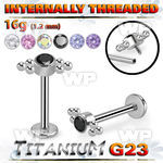 hb48uke titanium labret six balls cluster bezel cz internal