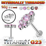 hb48ukt titanium labret 16g five cz cluster balls internal