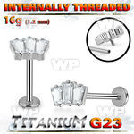 hb48uky titanium labret stud 16g three baguette cz internal