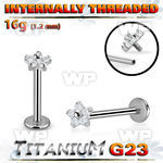 hb48us0 titanium labret stud 16g flower top five cz internal