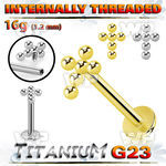 hb48usp titanium labret stud 16g cross bead balls internal