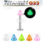 hbibuz g23 titanium labret 1 2mm 3mm glow in the dark cone lower lip piercing