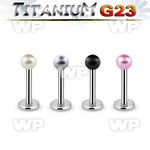 hbmaz g23 titanium labret stud 1 2mm 3mm faux pearl ball lower lip piercing