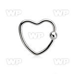 hcr16 316l steel heart shaped ball closure ring w 3mm ball
