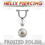 heufo5s steel helix stirrup w dangling 5mm frosted steel ball