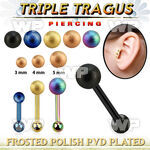 hextifo anodized steel triple tragus piercing 3 5mm frosted ball