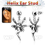 hexvd12 925 silver helix ear stud w dangling 925 silver fairy