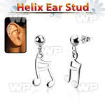 hexvd20 925 silver helix earstud w dangling melody sign