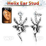 hexzd12 925 silver helix earstud w dangling silver fairy