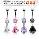hj61g0p9 g23 titanium belly ring dangling 11 x 9mm pear shaped belly piercing