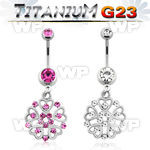 hj61slz g23 titanium belly ring dangling shield design made fro belly piercing