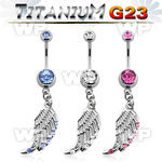 hj61syt g23 titanium belly ring dangling bird wing design tiny belly piercing
