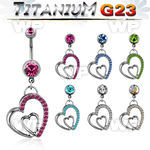hj61xa6e g23 titanium belly ring dangling heart insidecrystal belly piercing