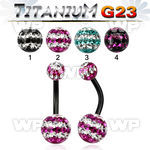 hr4udai1 ion plated g23 titanium belly ring 5 8mm multi crystal belly piercing
