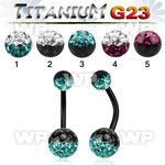 hr4udaiw ion plated g23 titanium belly ring 5mm 8mm multi crysta belly piercing