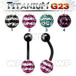 hr4udat1 ion plated g23 titanium belly ring 5mm top titanium ball belly piercing