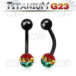 hr4udaya ion plated g23 titanium belly ring 5mm top titanium ball belly piercing