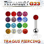 hrail titanium tragus 16g crystal ferido ball 3mm ball