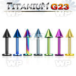 hrb46uz ion plated g23 titanium labret stud 1 2mm 3mm cone lower lip piercing