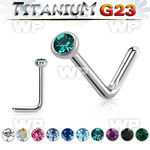 hub64kp titanium l shaped nose pin 20g crystal flat bezel