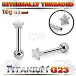 hxw8ue titanium internal threaded barbell 3mm star
