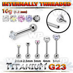 hxw8uek titanium internal threaded barbell 3 5 color cz
