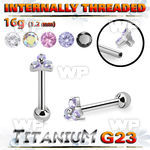 hxw8uez3 titanium straight bar 16g triangle cz ball internal
