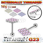 hxw8uks titanium straightbar cz diamond shape ball internal