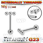 hxw8usz titanium straight bar 16g three balls ball internal