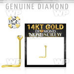 i3614e 14kt gold nose screw  with 1.5 mm round prong set diamond