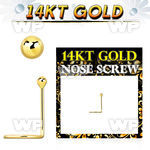 i364e 14kt gold nose screw 1 5mm ball shaped top nose piercing
