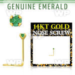 i36iwep 14kt gold nose screw2mm prong set real emerald stone nose piercing