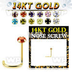 i3gjks 14kt gold nose screw claw set colored cz