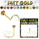 i3gjz 14kt gold nose screw 22g claw set 3mm round color cz