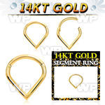 i3ix7ey 14kt gold hinged segment clicker 16g drop shape