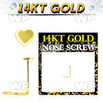 i3xr 14kt gold nose screw spiral 0 6mm 2 5mm heart shaped top nose piercing