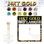 i48gj3 bio flex labret 1 2mm push in 14kt gold top 1 5mm round helix piercing