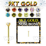 i4g3j9 9kt gold nose bone 1 5mm round prong set cz stone nose piercing