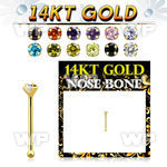 i4g3je 14kt gold nose bone 1 5mm round prong set cz stone 