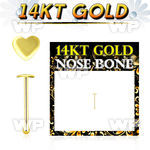 i4xr 14kt gold nose bone 2 5mm plain gold heart shaped top nose piercing