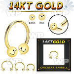 i644 14kt gold horseshoe circular 16g threadless press fit