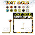 i8u36gje 10kt gold l shaped nose pin colored cz