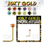 i8u3gje 10kt gold l shaped nose pin 2mm colored cz