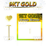 i94xr 9kt gold nose bone 2 5mm plain gold heart shaped top 