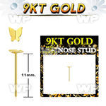 i9n34rk 9kt gold bend it yourself l shaped nose stud plain gold nose piercing