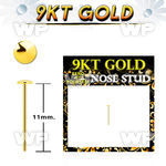 i9n3a1 9kt gold bend it nose stud 2mm plain gold ball shaped 