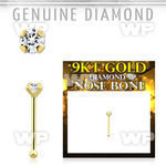 i9um14k genuine diamond 9k gold nose bone 2mm prong set round diamond