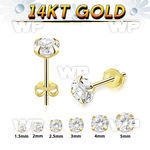 iga one pair 14kt gold ear studs cz