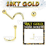 ii364e 18kt gold nose screw 22g plain ball top